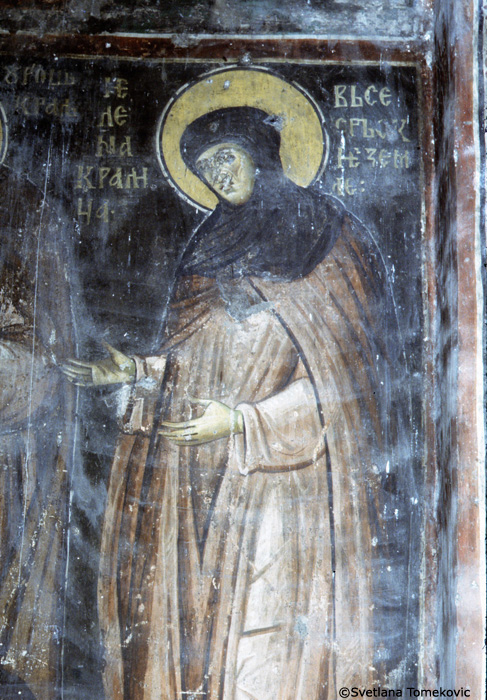 Fresco, south wall showing Helena as a nun (detail)