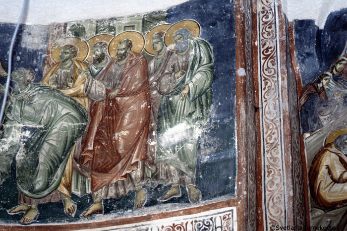 Fresco, south, showing communion with Judas