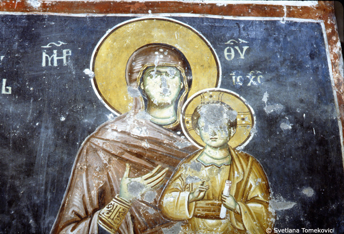 Fresco, south transept, west wall, showing the Virgin Mary and Christ Child