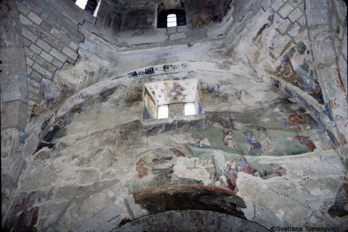 Fresco, northern lunette showing Nativity and Flight into Egypt