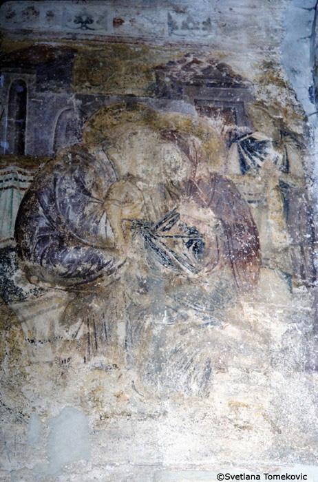 Fresco, narthex, west wall showing the last scene of the nuns