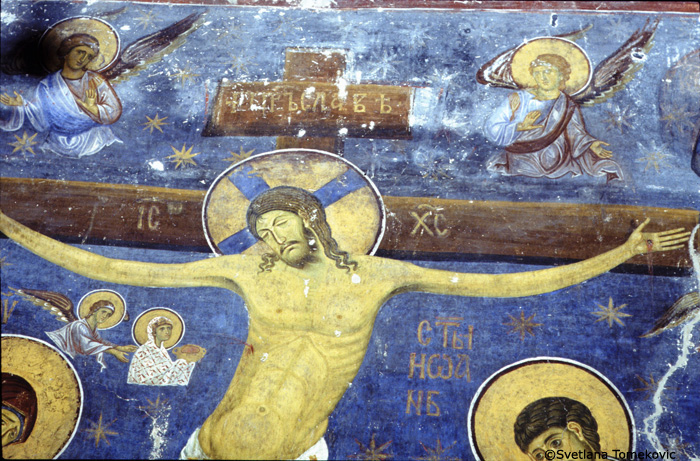 Fresco showing the crucifixion (detail)