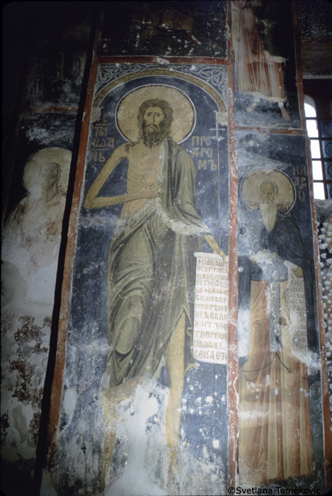 Fresco, northwest pilaster, showing  John Baptist and Hilarion