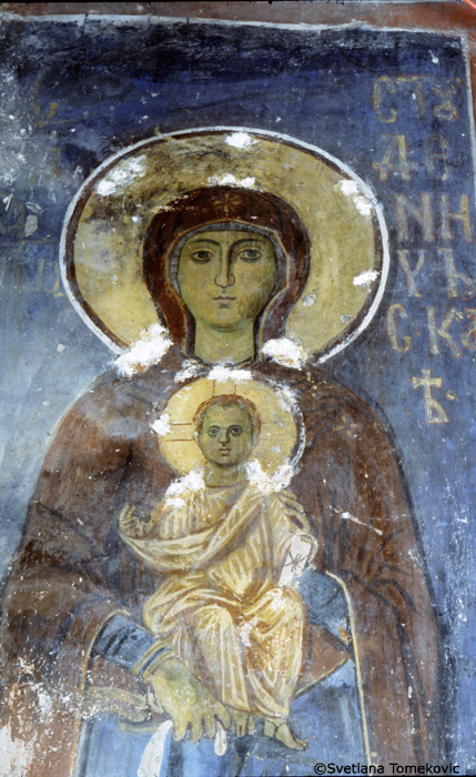 Fresco, southwest pilaster, showing the Virgin Mary and Christ Child (detail)