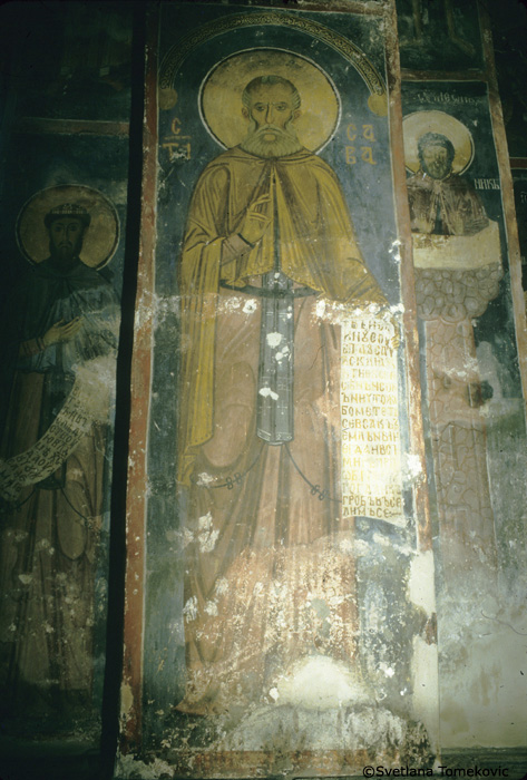 Fresco, southwest pilaster, showing Josaphat and Sabas of Jerusalem