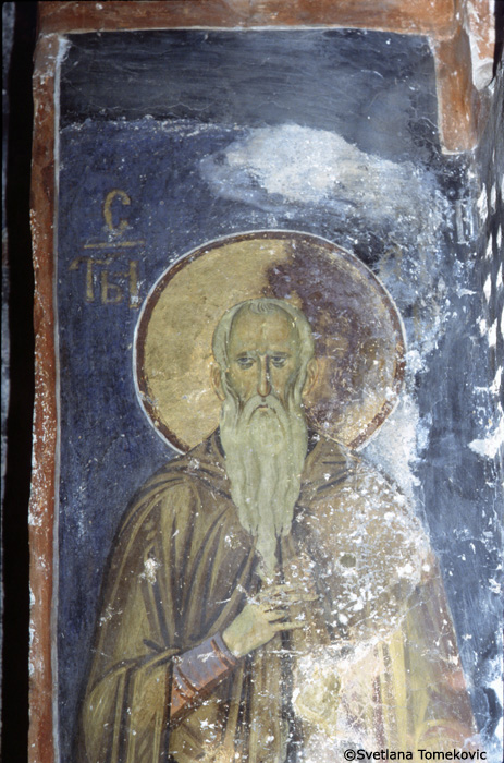 Fresco, northwest pilaster, showing a  monk 