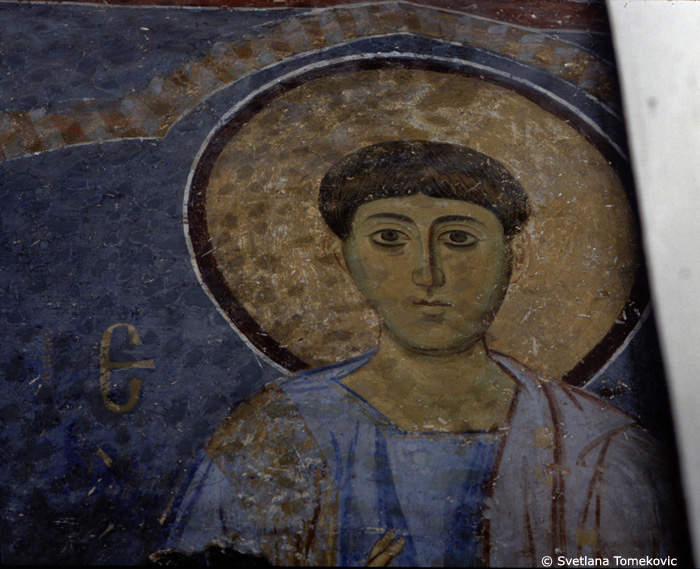 Painting, north image of the iconostasis, showing Stephen (detail of head)