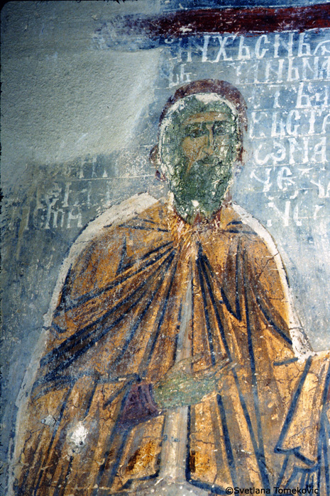 Fresco, Chapel of St. Simeon, north wall, showing Sabas II of Serbia as monk