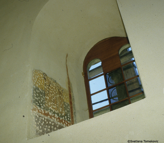 Fresco, narthex, north wall, niche, west side, showing monk