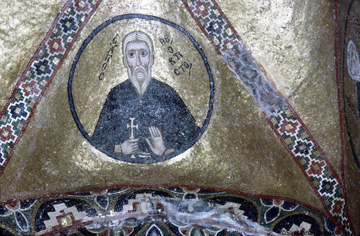 Mosaic, northwest spandrel showing St. Luke