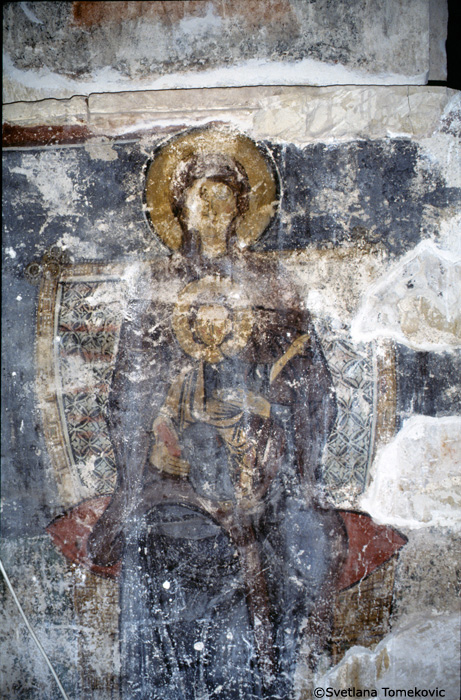 Fresco showing the Virgin Mary and Christ Child