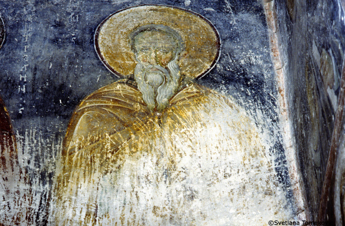 Fresco, narthex, north wall showing Hilarion of Cyprus