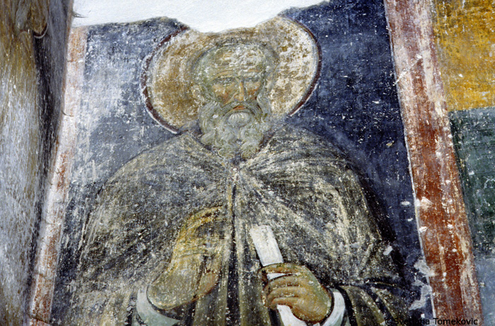 Fresco, narthex, east wall possibly showing Theoctistus of Palestine