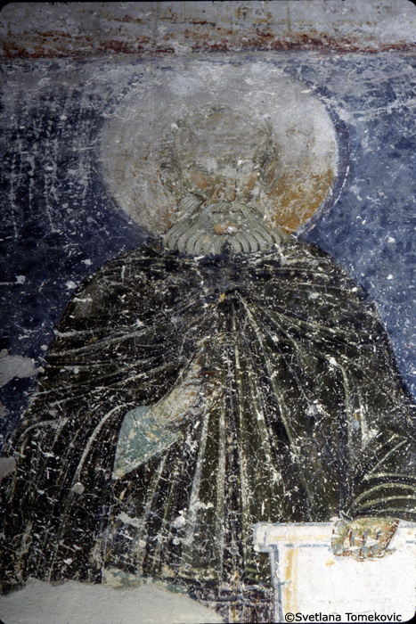 Fresco, narthex, north wall showing Sabas of Jerusalem