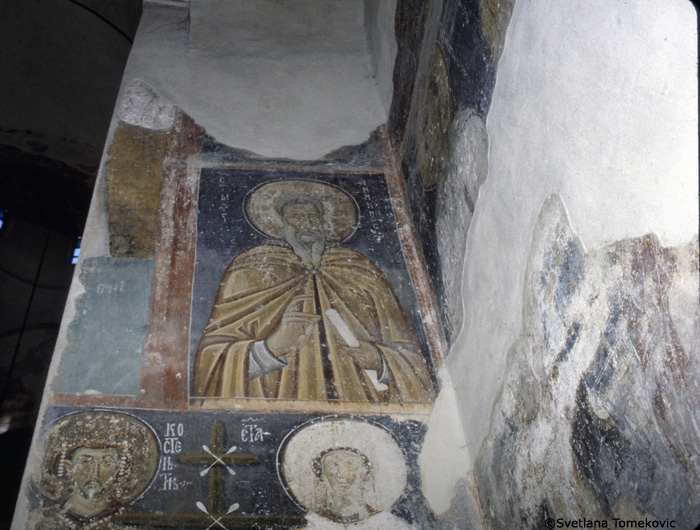 Fresco, narthex, east wall showing Joannicius of Bithynia