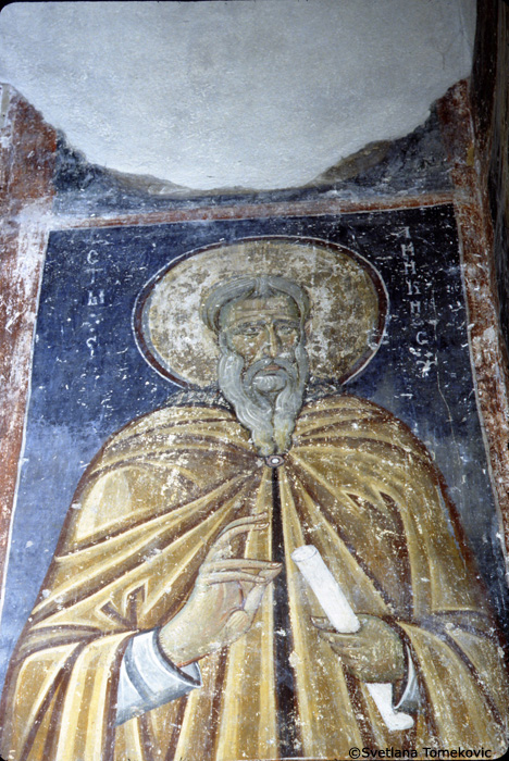 Fresco, narthex, east wall showing Joannicius of Bithynia