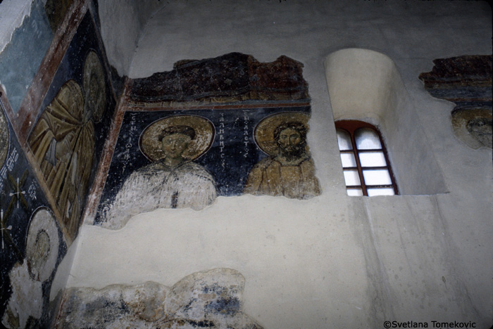 fresco, narthex south wall showing John the Calybite and Alexius of Rome