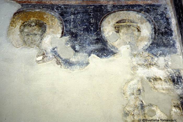 Fresco, narthex, south wall showing an unidentified saint and possibly Josaphat of Mesopotamia