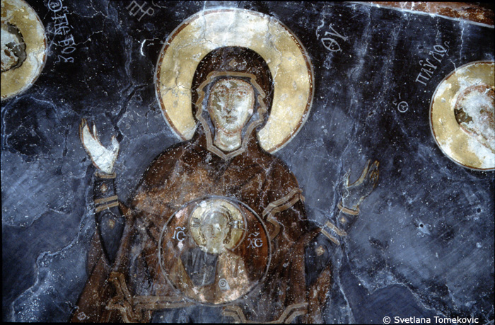 Fresco, apside showing the Virgin Mary and Christ Child (Orant)(detail)