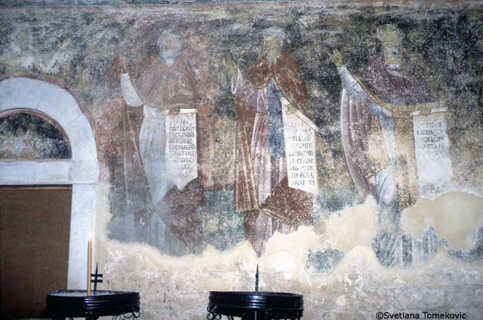 Fresco, narthex, south wall, showing monks