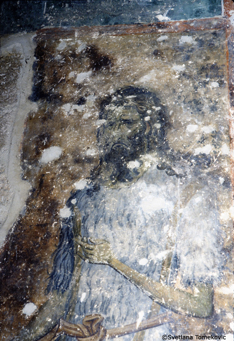 Fresco, crossing, south wall, to the left of the passage, showing John Baptist (detail)