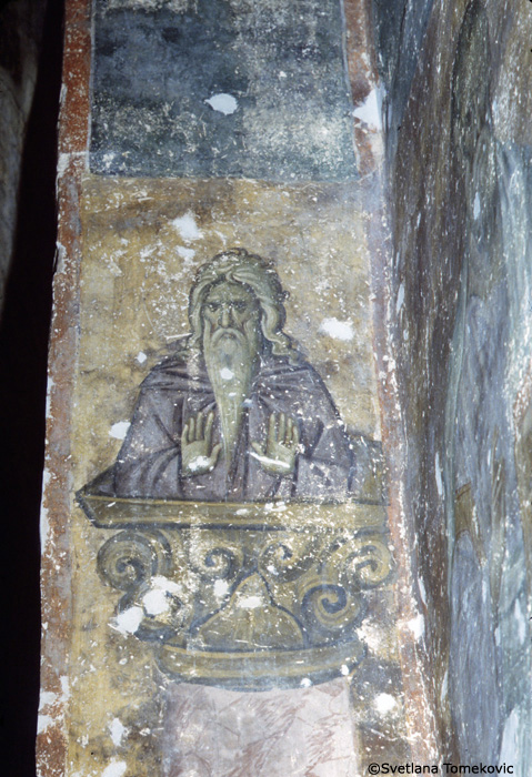 Fresco, crossing, south wall to the right of the passage, showing stylite