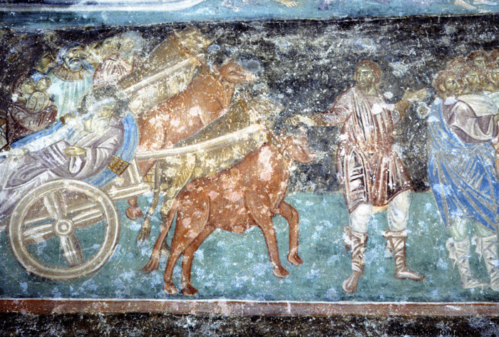 Fresco, narthex, west wall, showing Jacob: Journey to Egypt
