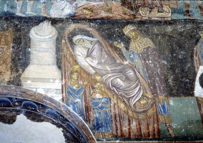 Fresco, narthex, west wall, showing Jacob: blessing Ephraim and Manasseh