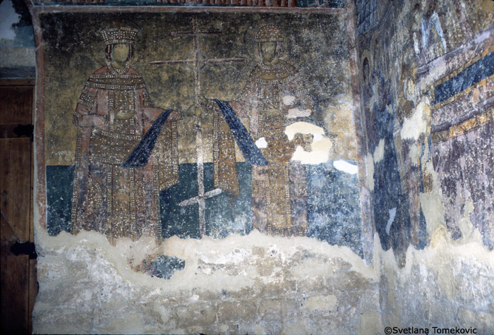 Fesco, narthex, west wall, showing Empress Helena and Constantine the Great