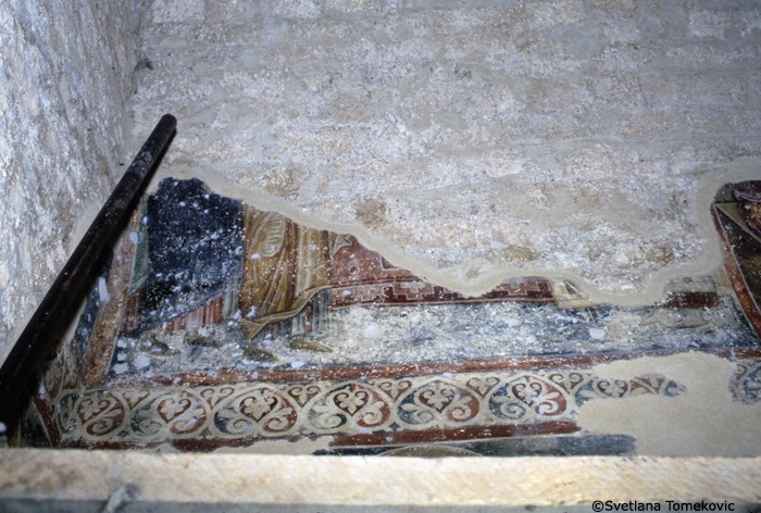 Fresco, Chapel of Stephen Protomartyr, south side, showing scene from life of  Stephen Protomartyr