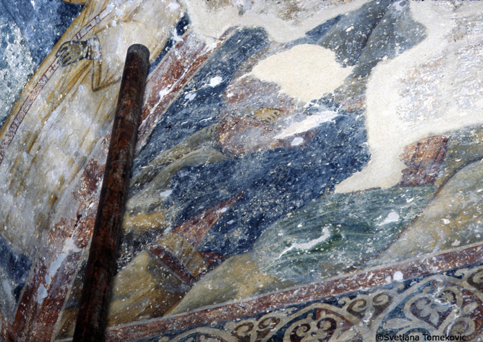 Fresco, Chapel of Stephen Protomartyr, west tympanum showing scene from life of  Stephen Protomartyr (detail)