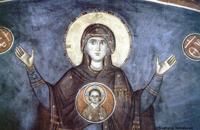 Fresco, conch showing Blachernitissa (detail)