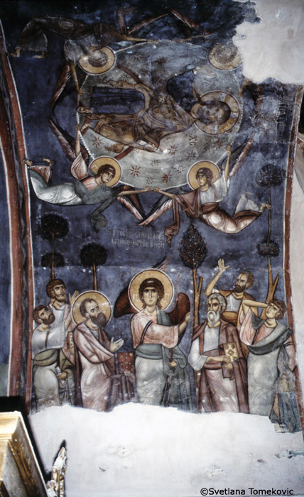 Fresco, conch, side of the apse showing the Ascension of Christ