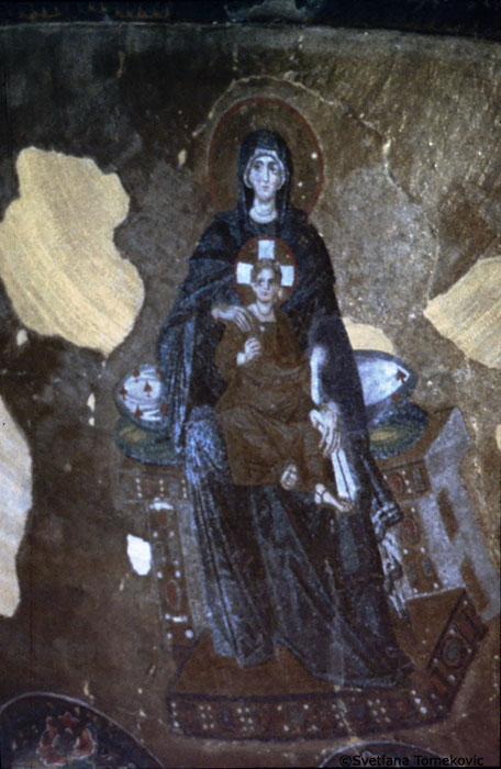 Interior, Apse, Mosaic showing Virgin Mary and Christ Child.