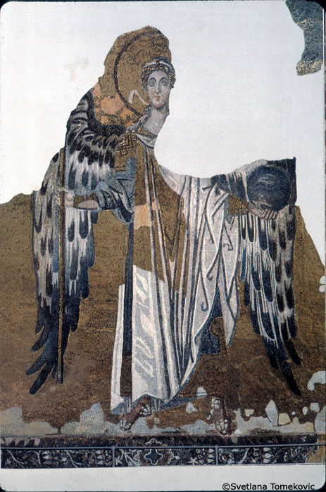 Interior, Apse, Mosaic showing Archangel (flanking Virgin and Child)