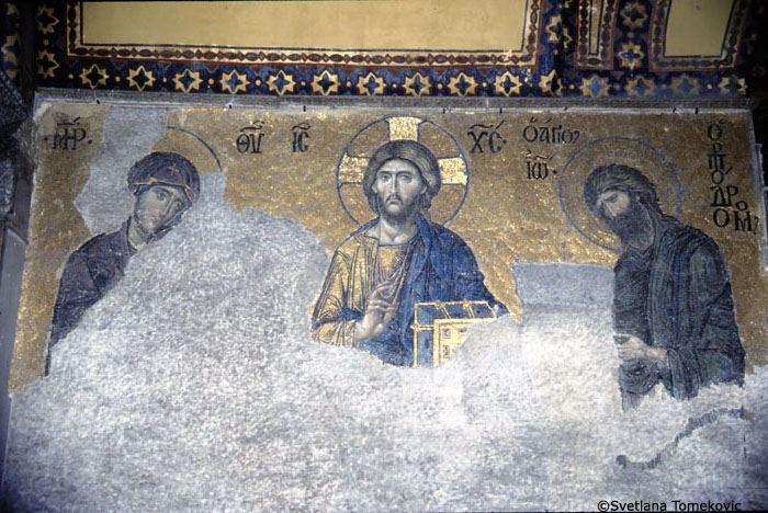 Interior, Gallery, South Arm, Mosaic showing Deesis