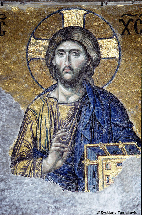 Interior, Gallery, South Arm, Mosaic showing Deesis (Detail of Christ)