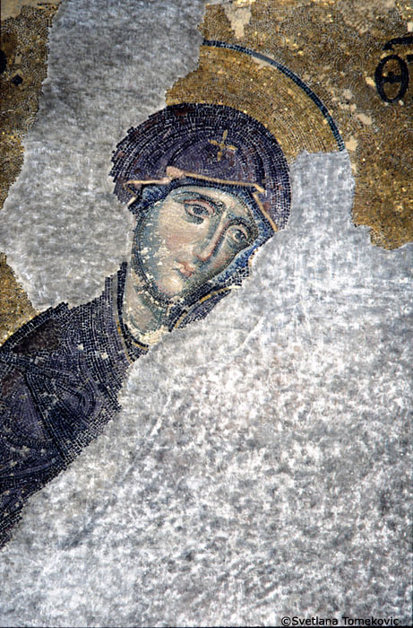Interior, Gallery, South Arm, Mosaic showing Deesis (Detail of Virgin)
