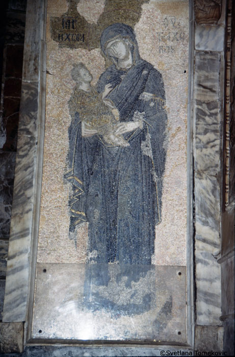 Naos, North Pilaster, Mosaic showing Virgin Mary and Christ Child