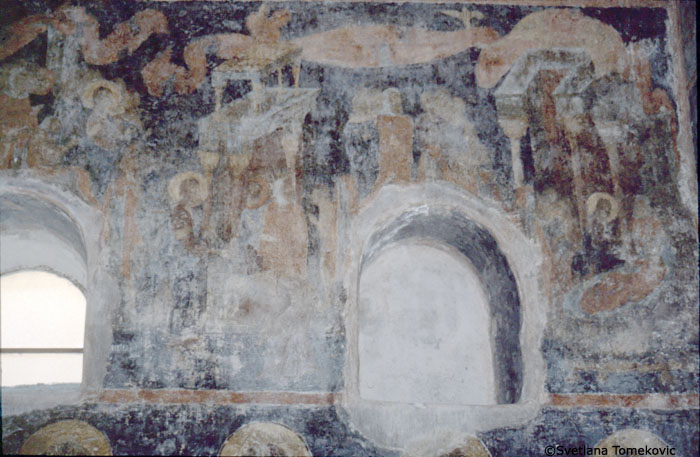 Fresco, south aisle, south wall, showing Miracles of Christ