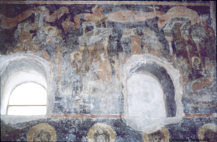 Fresco, south aisle, south wall, showing Miracles of Christ