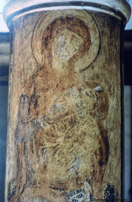 Interior, Colonnade, Column, Virgin and Child (Suckling)