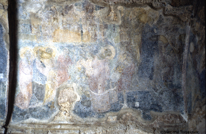 Fresco, narthex, southwest, east side, vault,showing Miracle of Christ