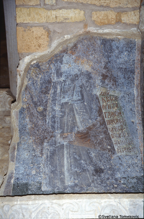 Fresco showing Saint (fragmentary)