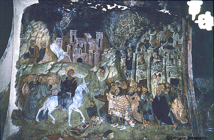 Fresco showing Entry into Jerusalem