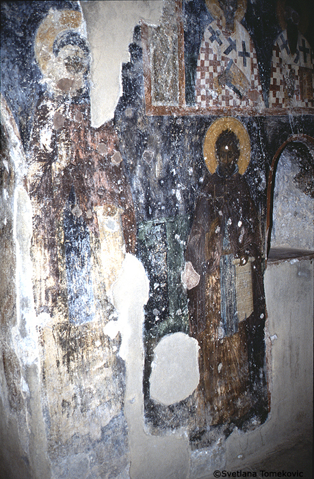 Fresco, wall of prothesis, showing Two Monks