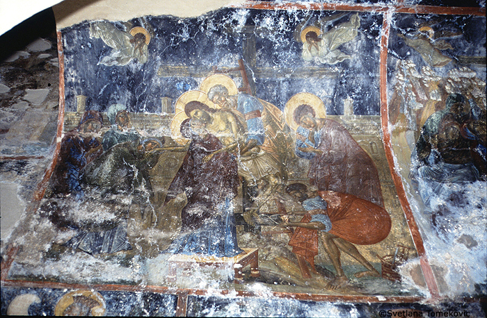 Fresco showing Descent from the Cross