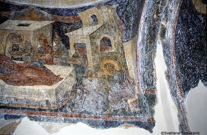 Fresco showing Nativity of the Virgin Mary