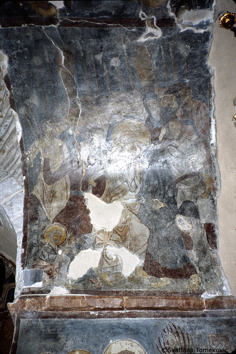 Fresco showing Christ: in Gethsemane