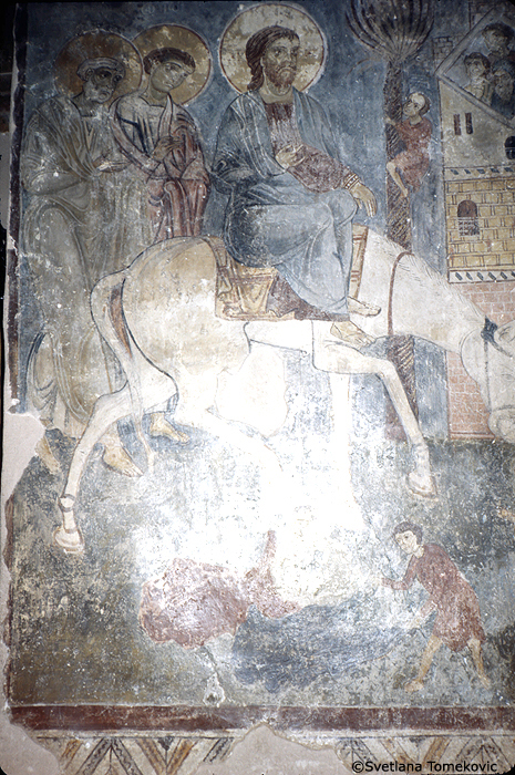 Fresco showing Christ: Entry into Jerusalem